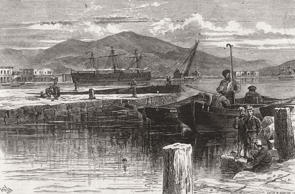 SPAIN. the harbour of Cartagena 1873 old antique vintage print picture